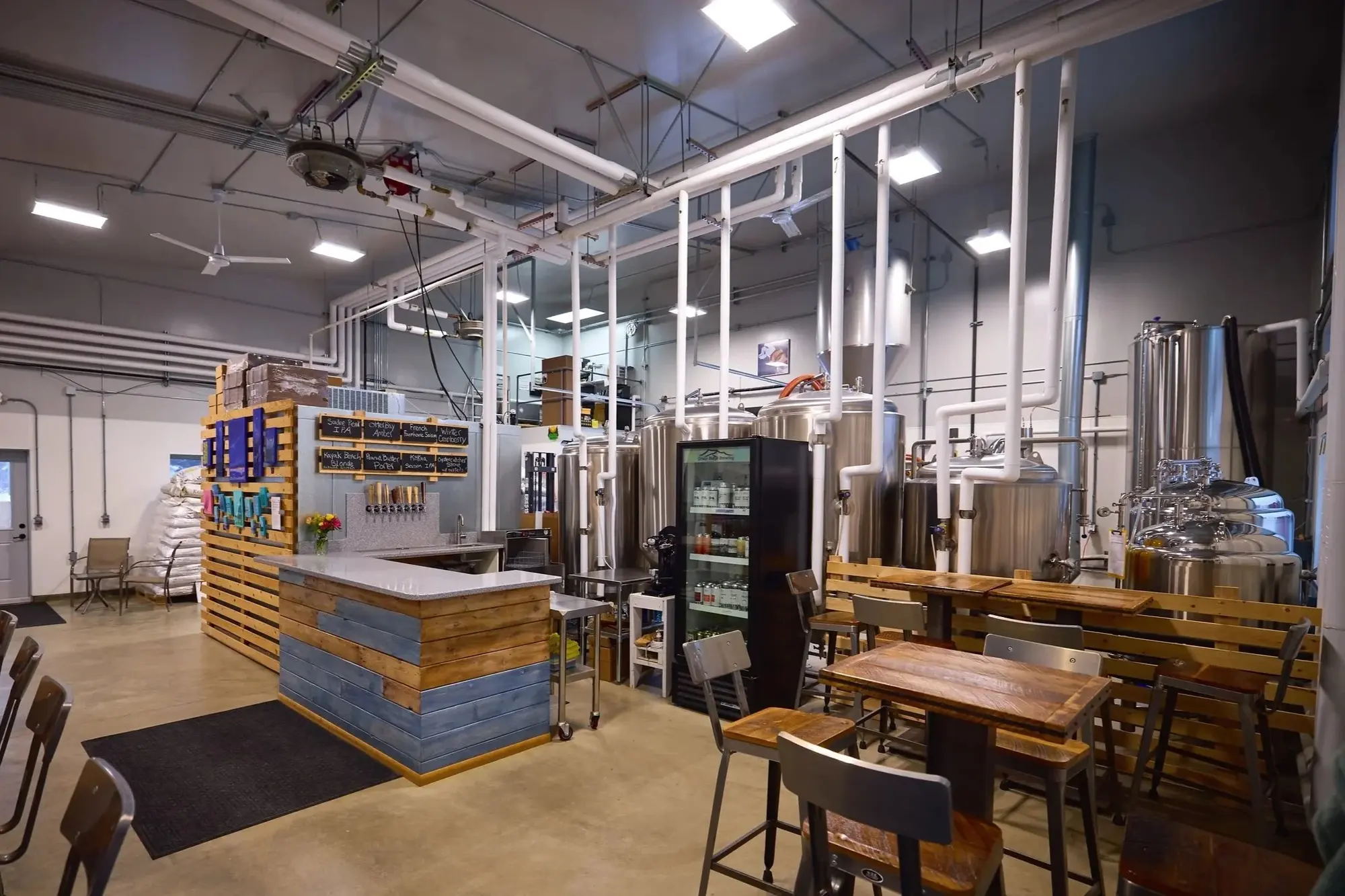 Inside the Grace Ridge Brewing taproom and brewhouse in Homer, Alaska
